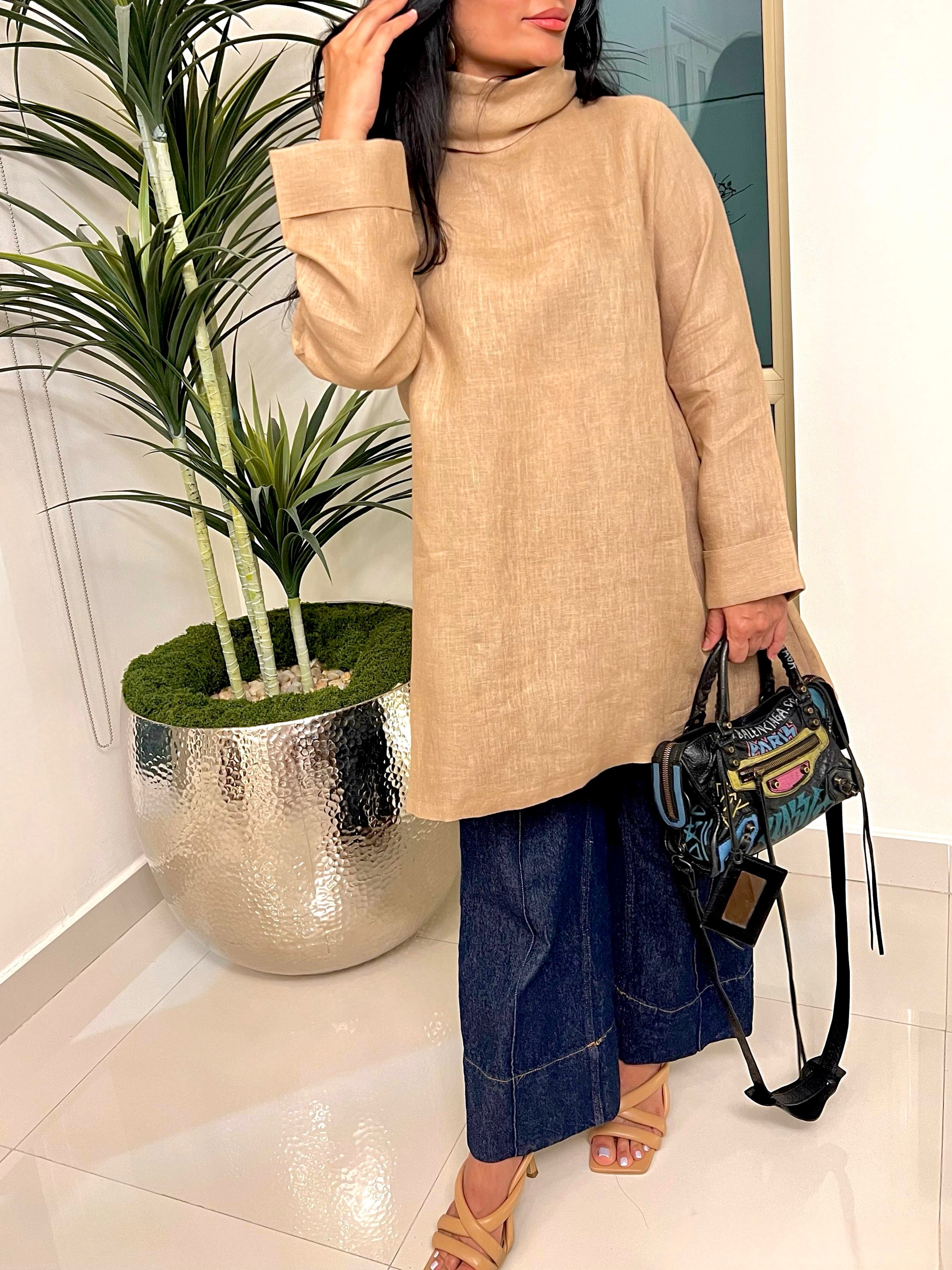 CROSS-BACK LINEN SHIRT